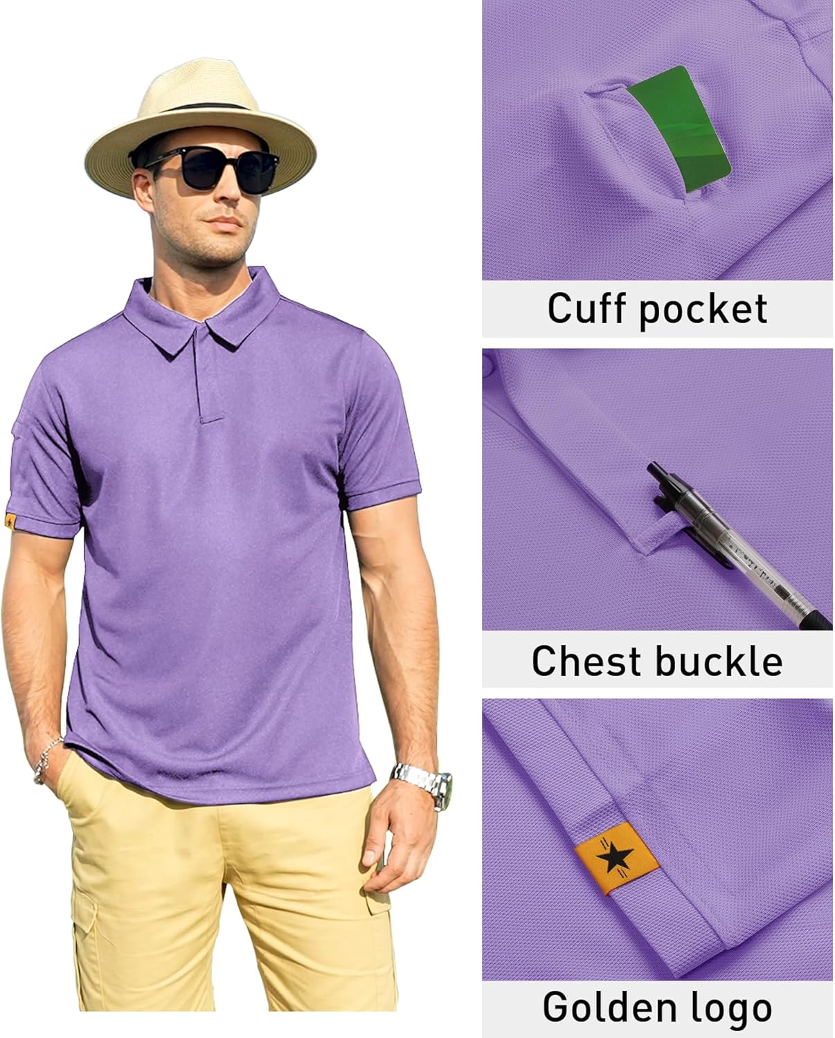 ZITY Mens Polo Shirt Short Sleeve Sports Tactical T-Shirt Athletic Golf Polos Daily Casual Stylish Collared Shirts for Men