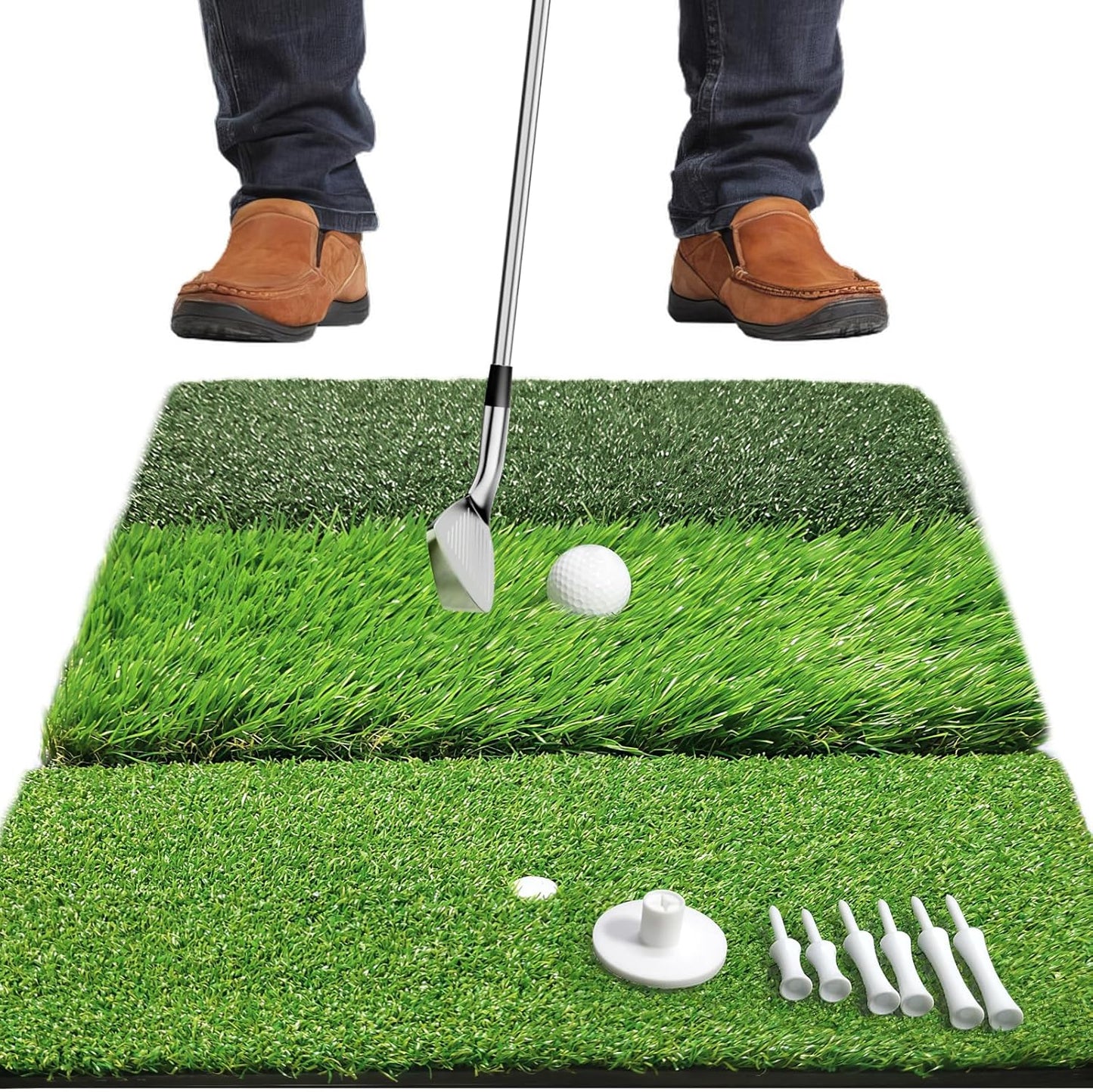 Golf Hitting Mat,Golf Training Mat for Swing Path Feedback Detection Batting, Extra Replaceable Golf Practice Mat 16"x12", Golf Gifts for Men Women for Home Indoor Outdoor