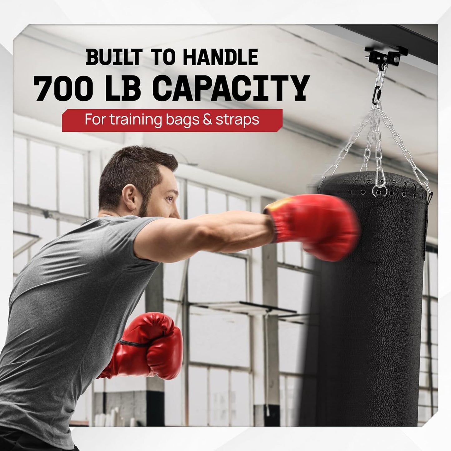 Yes4All Punching Bag Hanger, Stainless Steel Swivel Chain with 4 Snap Hooks for Heavy Bag, Gym Swing, Trapeze, and Hammock