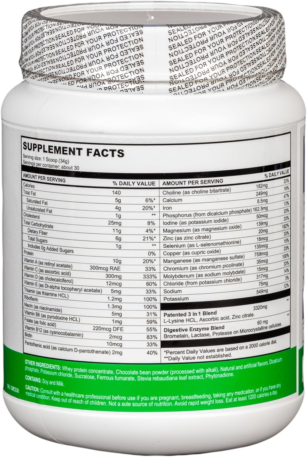 Enable Weight Loss Shake - Rich Chocolate Flavor for Delicious & Nutritious Meal Replacement, 2lb 11oz