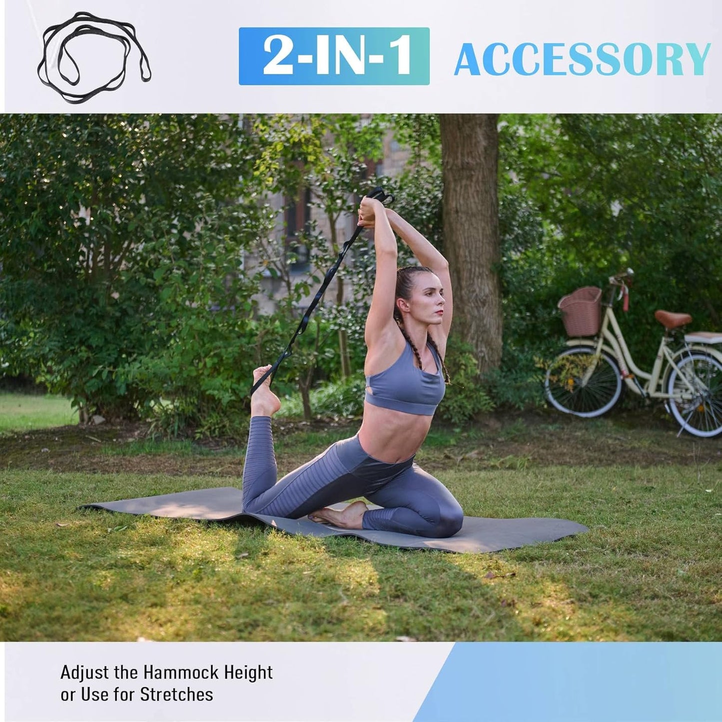 ZELUS Aerial Yoga Swing Sling Strong Yoga Hammock Kit Set Trapeze Inversion Equipment Include 2 Extensions Straps and Ceiling Mounting Kit