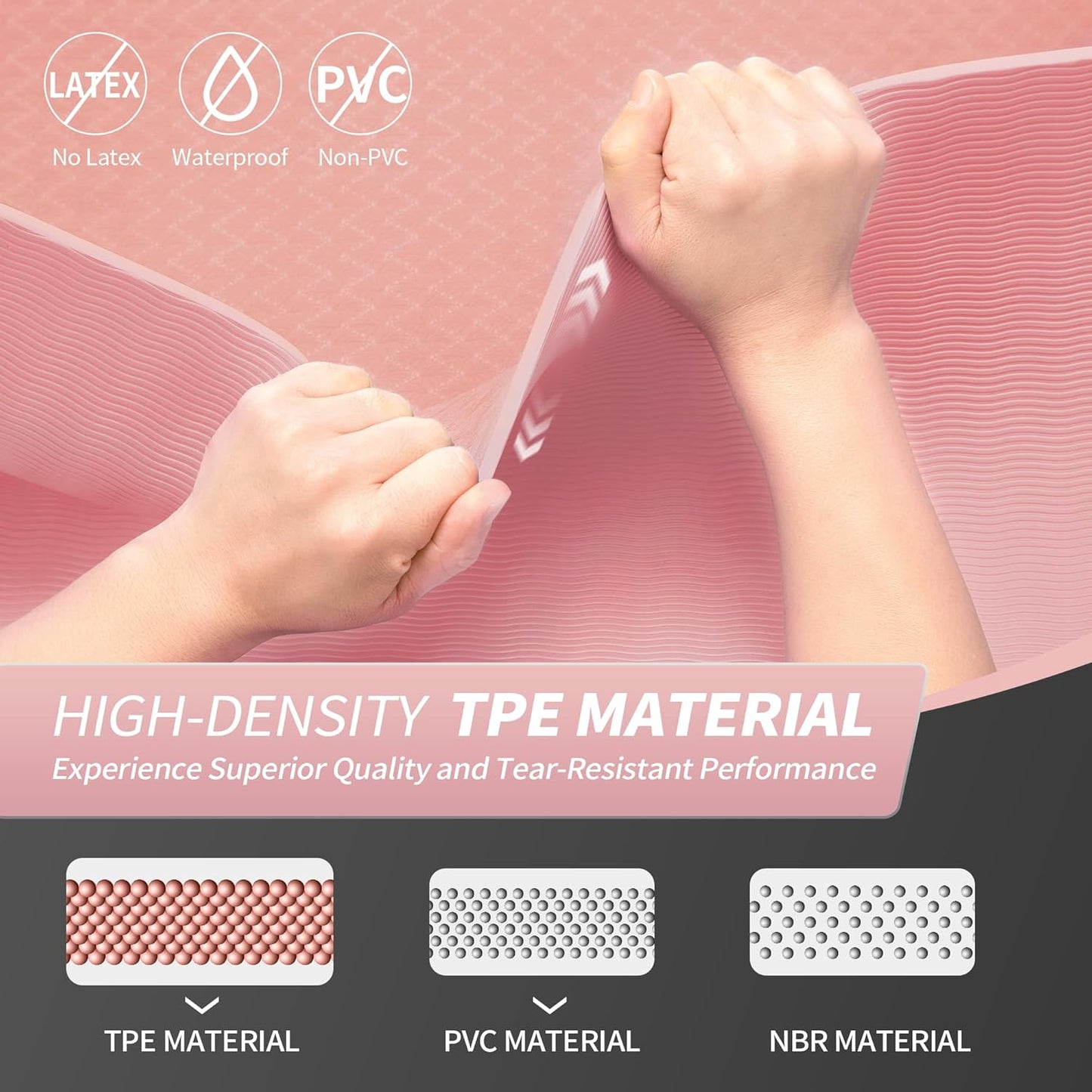 CAMBIVO Yoga Mat for Women Men Kids, 1/3 & 1/4 & 2/5 Inch Extra Thick Yoga Mat Non Slip, 72" x 24" TPE Yoga Mats, Workout Mat with Carrying Strap for Yoga, Pilates and Floor Exercises