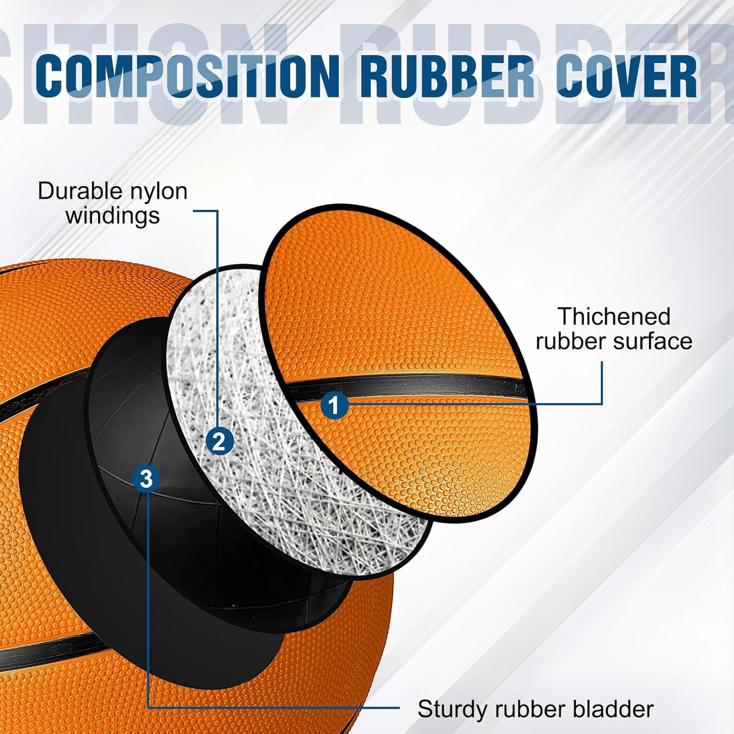 Jenaai 6 Pcs Rubber Basketballs Official Size Bulk Streetballs Multicolor Basket Balls with Pump Plain Basketball Set for Adult Youth Gifts Indoor Outdoor Training Games