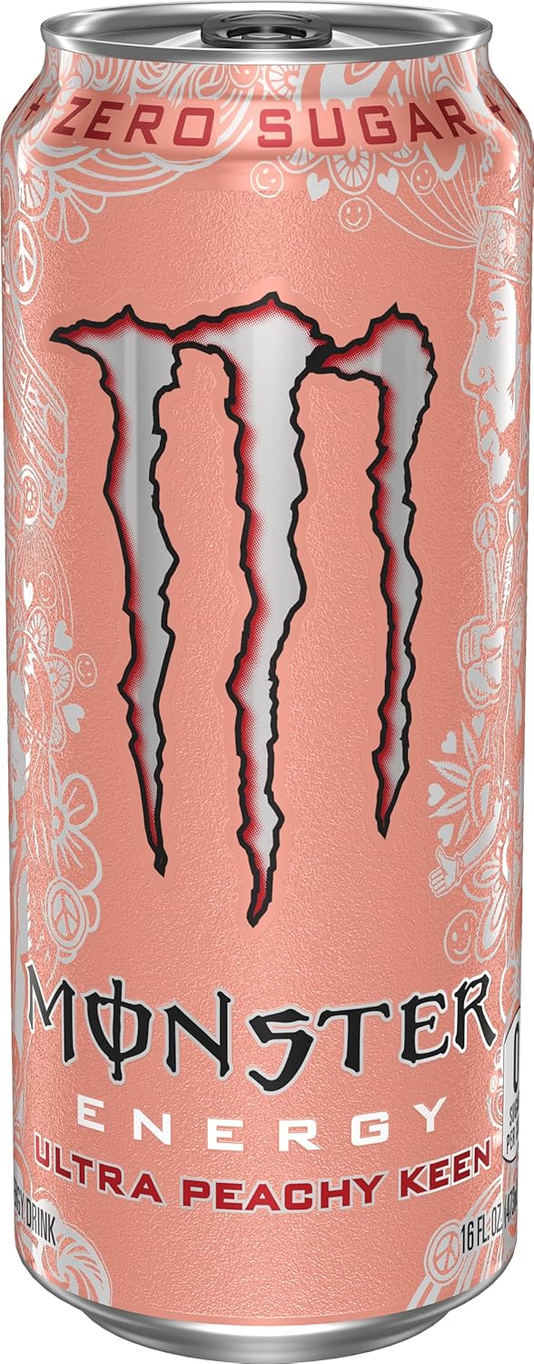 Monster Energy Ultra Peachy Keen, Sugar Free Energy Drink, 16 oz (Pack of 15)