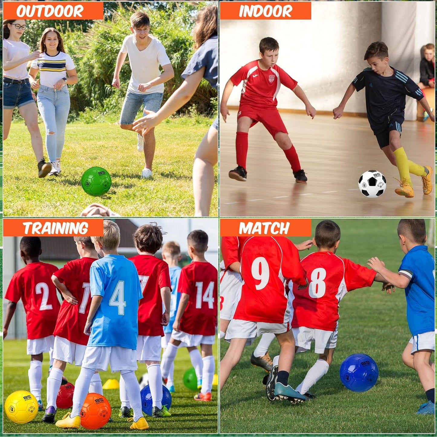 12 Pack Operation Christmas Bulk Items Soccer Ball with Pump Needles, Official Size 3/4/5 Soccer Ball Deflated Gift for Christian Charity Donation Training Practice