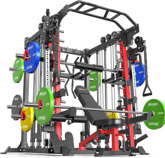 Power Cage,1600lbs Multi-Function Power Rack with Adjustable Cable Crossover System and More Training Attachment, Weight Cage for Home Gym