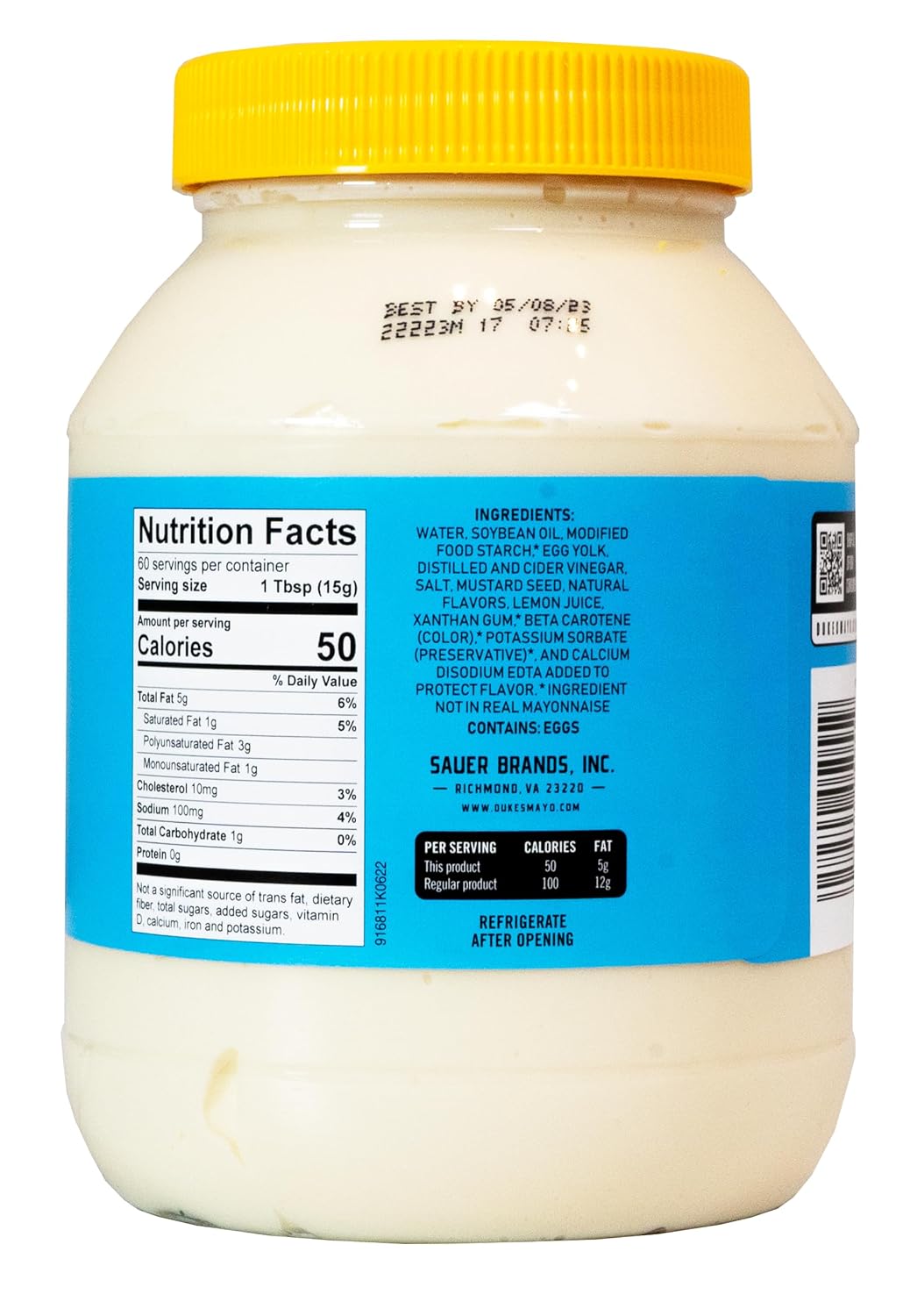 Duke’s Light Mayonnaise Jar – Smooth & Creamy, 30 Ounce (Pack of 1)