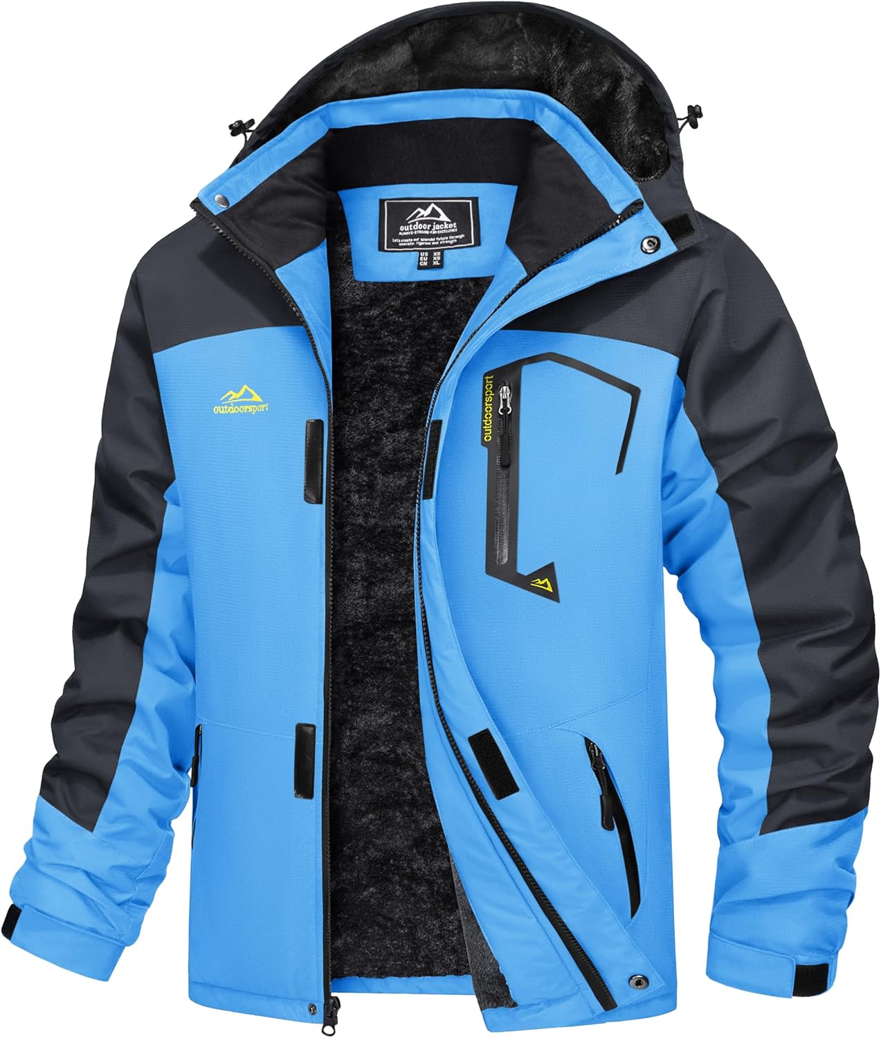 MAGCOMSEN Men's Winter Coats Water Resistant Ski Snow Jacket Warm Fleece Jacket Parka Raincoats With Multi-Pockets