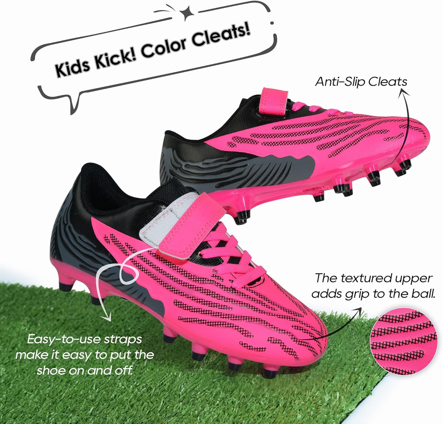 brooman Kids Firm Ground Soccer Cleats Boys Girls Athletic Football Shoes