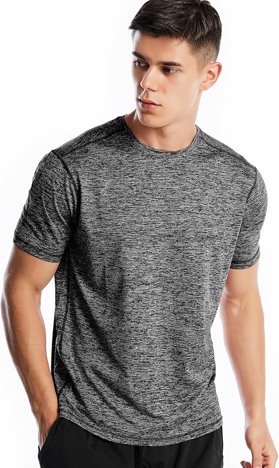 Zengjo Athletic Shirts for Men Short Sleeve Quick Dry Workout Running Gym Sport Exercise Tee Moisture Wicking
