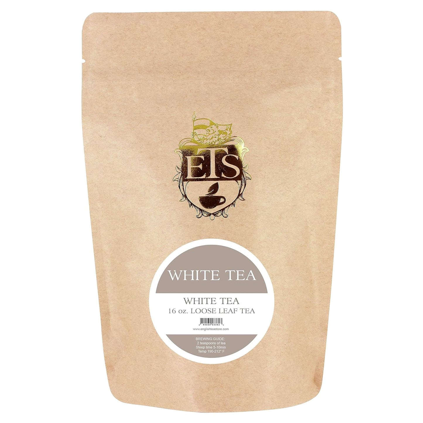 White Tea Loose Leaf Tea Pouches - 4oz | Premium Pai Mu Tan Tea with Amber Brew Jammy Malty Flavor | Delicate Sun-Dried Leaves for Smooth Refreshing Hot