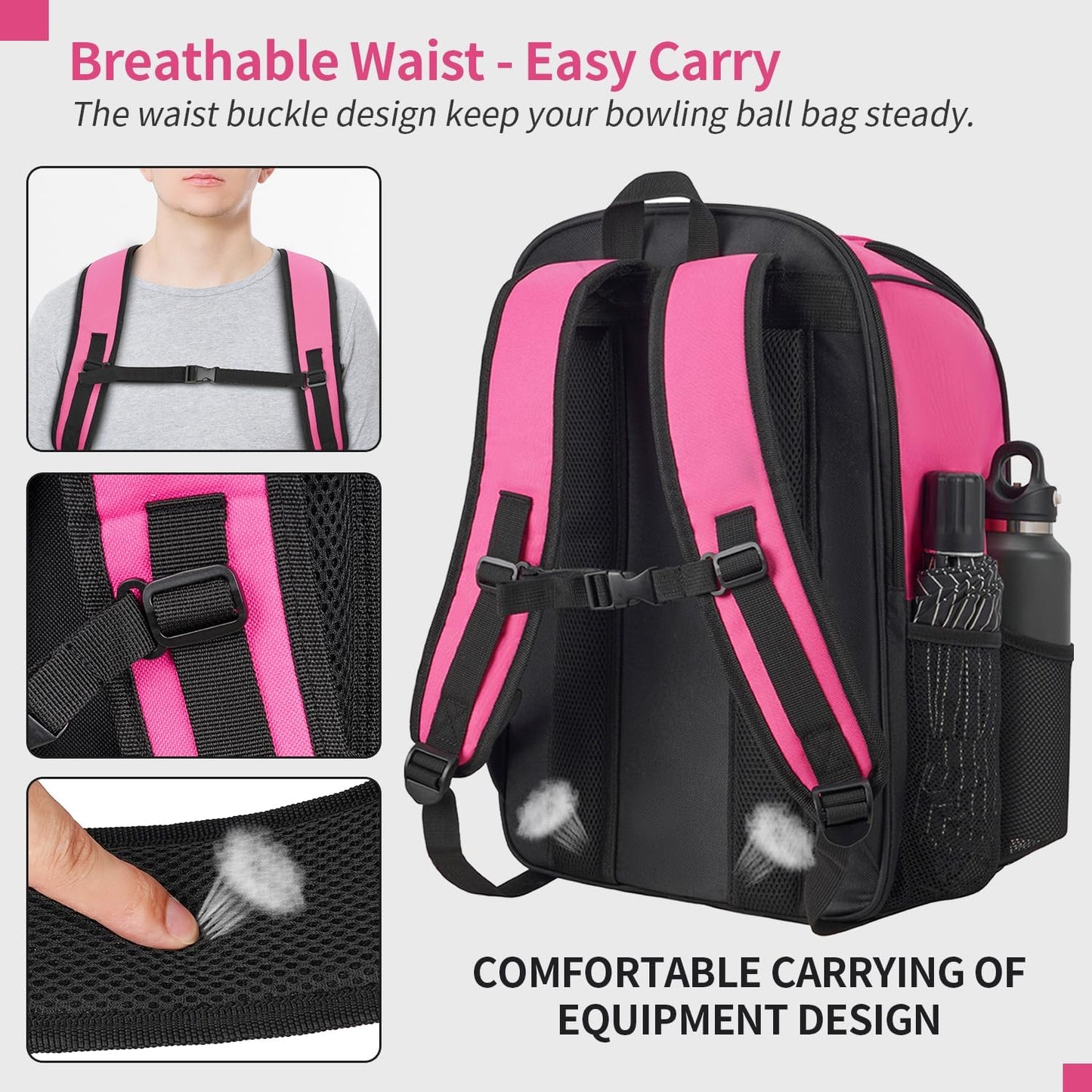 Single Bowling Ball Bag Backpack with Shoe Bag Up to Size 16, Accessories Gifts for Bowling Lovers,Bowling Bag with Padded Ball Holder