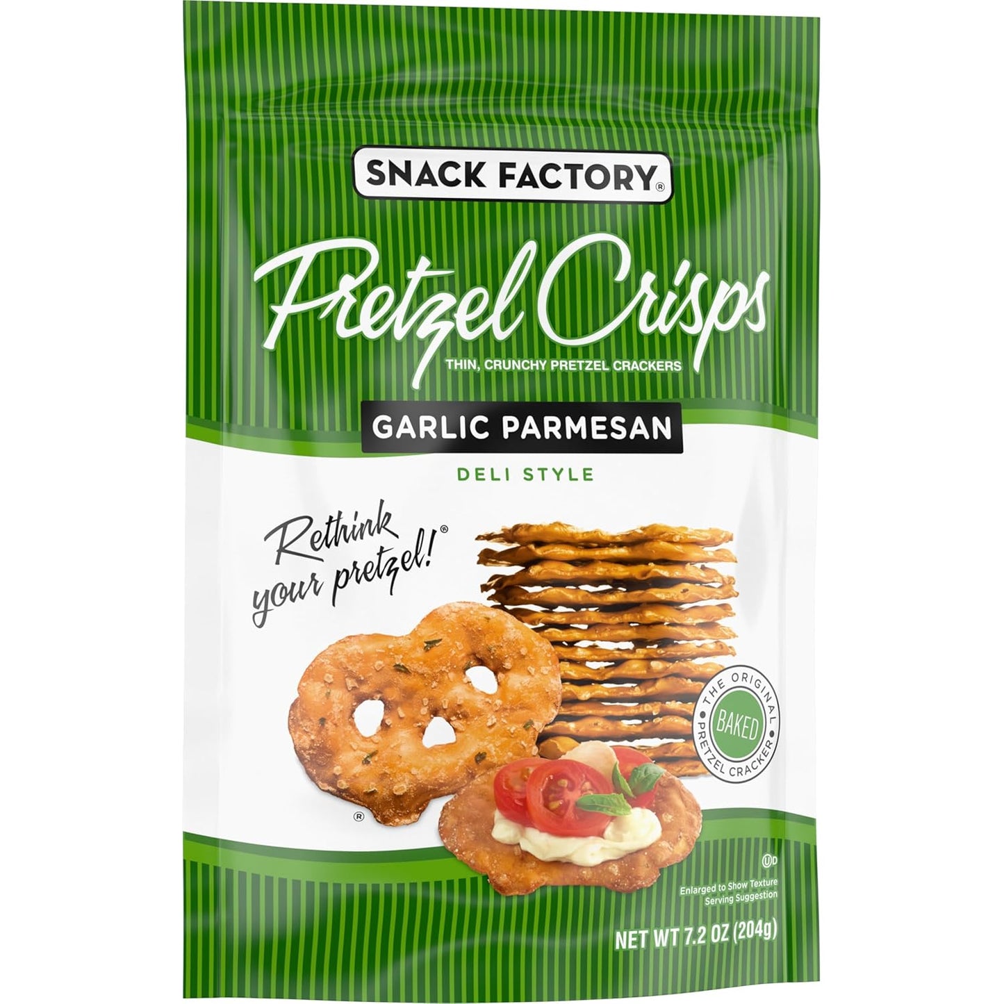 Snack Factory Garlic Parmesan Pretzel Crisps, 7.2 OZ Resealable Bag