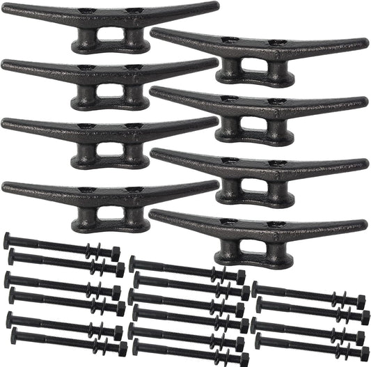 Dock Cleats 6/8/10 inch With Hardware,Electrophoretic Coated Black Boat Cleat Dock Boat Cleats,Rope Cleat Boat Dock Cleats Ideal for Boat Docks, Decks, Piers for Tying up Boats (2,4,6,8,12 Pack)