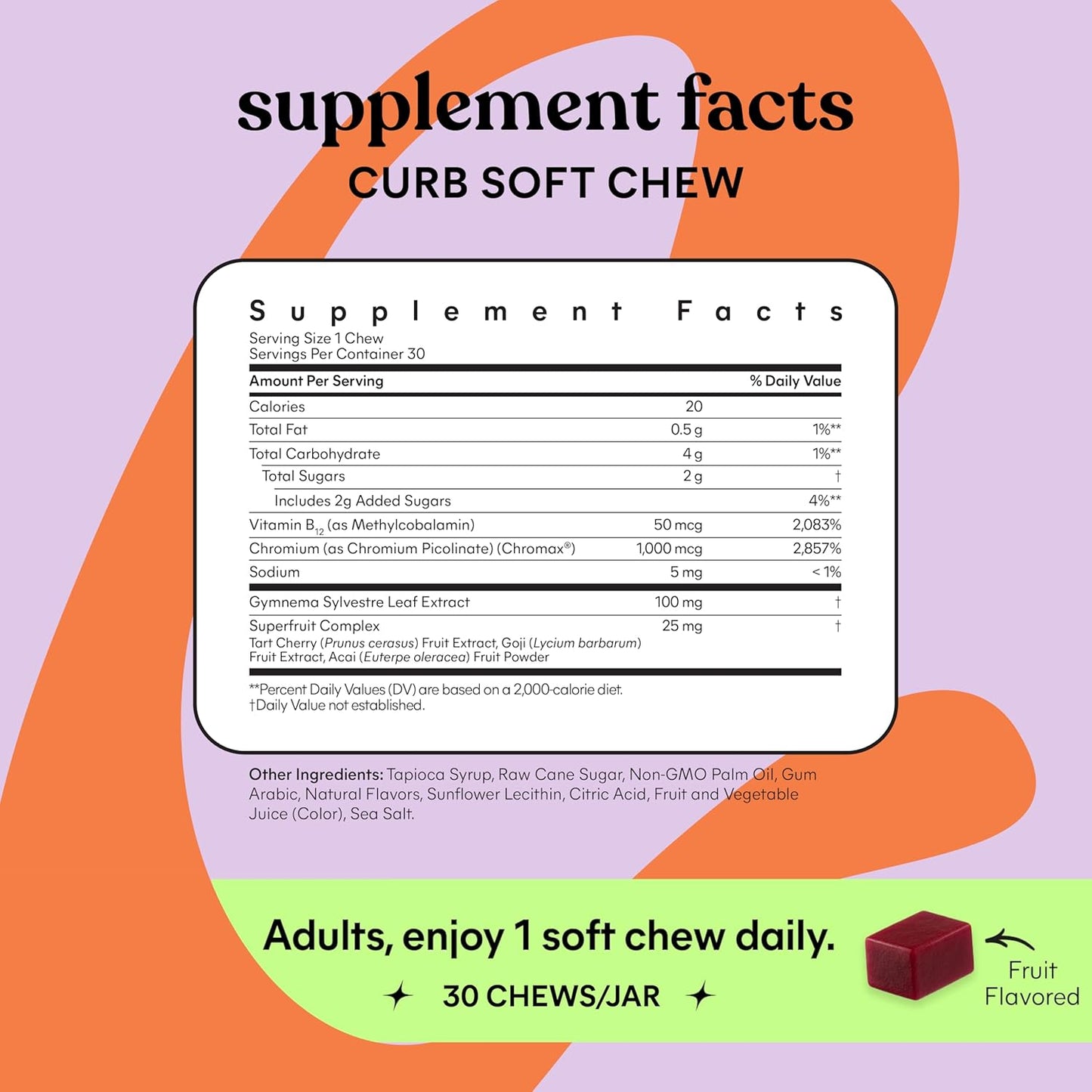 Lemme Curb Cravings Soft Chews - Manage Appetite, Support Metabolism & Lean Body w/Clinically Studied Chromium, Gymnema & B12 for Healthy Weight Management, Mixed Berry