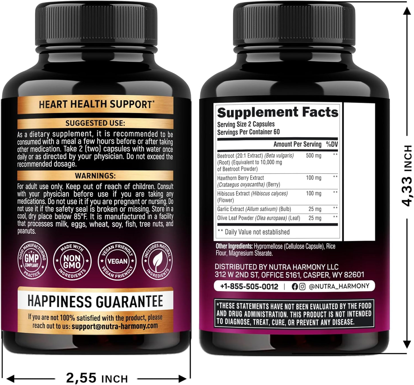 Beet Root Capsules - Healthy Blood Pressure Support Supplement** for Heart & Circulation Support - with Hawthorn Berry, Hibiscus & Garlic - Nitric Oxide for Energy - Made in USA, 120 Capsules