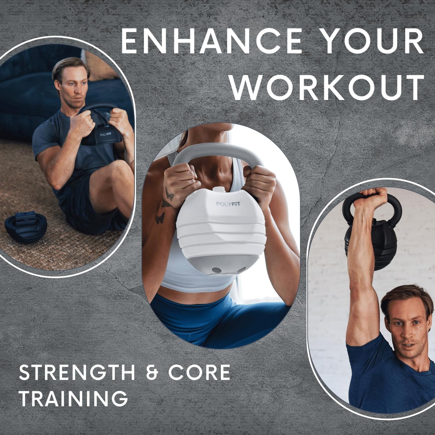 Polyfit Adjustable Kettlebell Set | 30/40/50 lbs | Kettlebell Weights for Home Gym