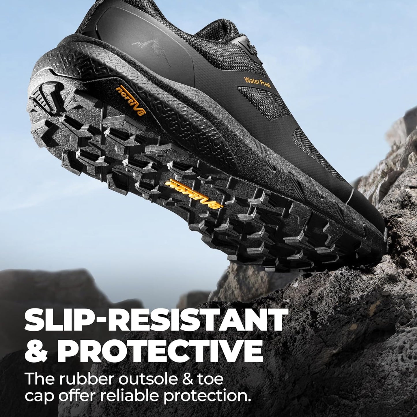 NORTIV 8 Men's Waterproof Hiking Shoes Lightweight Trekking Walking Fashion Sneakers with Arch Support for Camping Tennis Outdoor Training StreamRunner