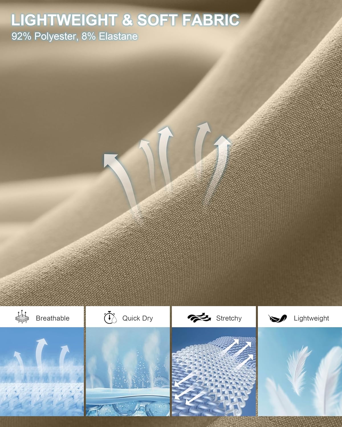 Pudolla Men's Casual Shorts 7"/9" Lightweight Golf Shorts with 3 Pockets Stretch Quick Dry Comfy Work Shorts