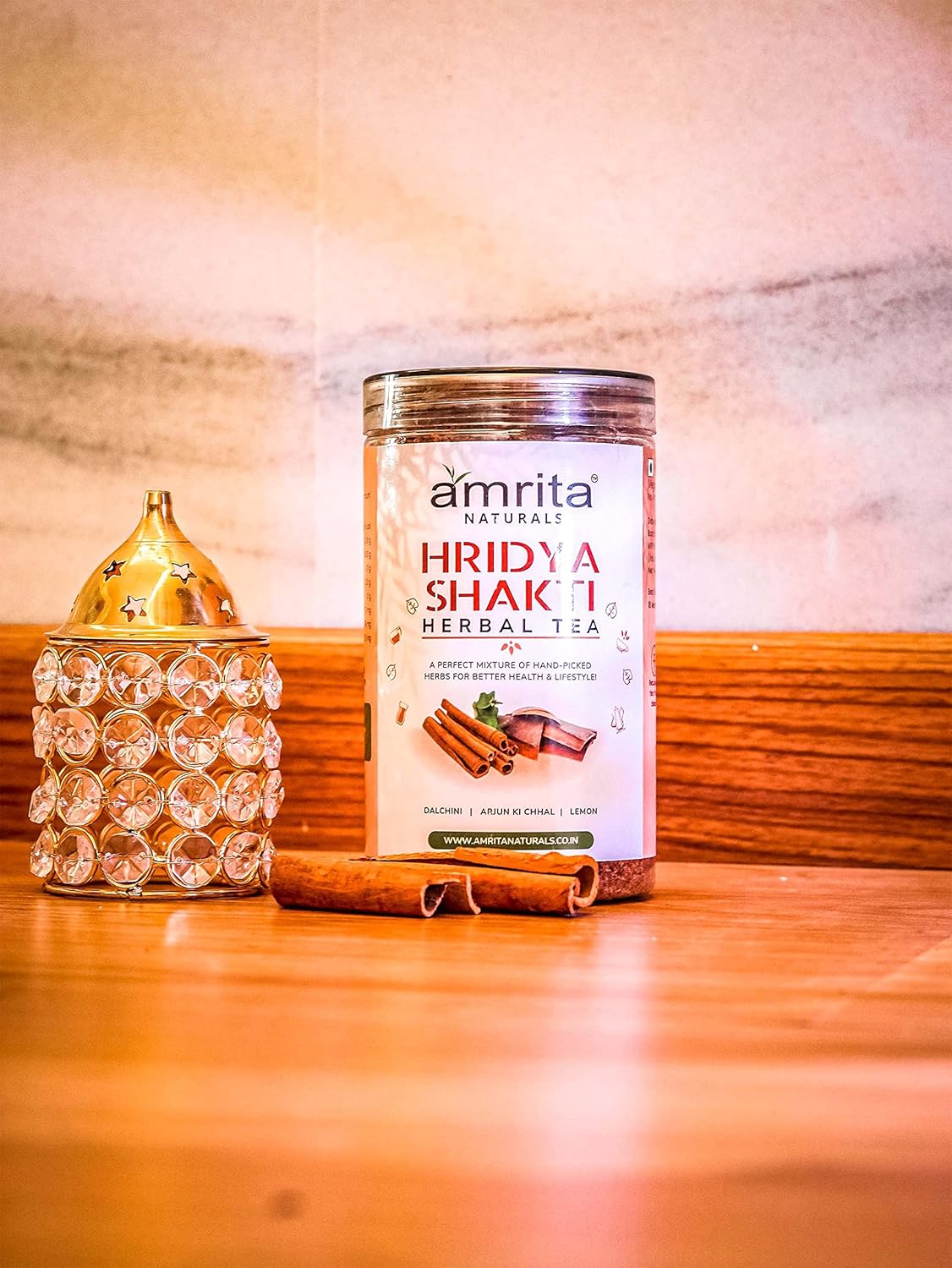 Amrita Naturals Hridya Shakti Herbal Tea 500g x 2 Pack Arjun Bark Instant Blend Caffeine Free Vegan Gluten Free No Artificial Additives Natural Plant Based Herbal Tea Powder