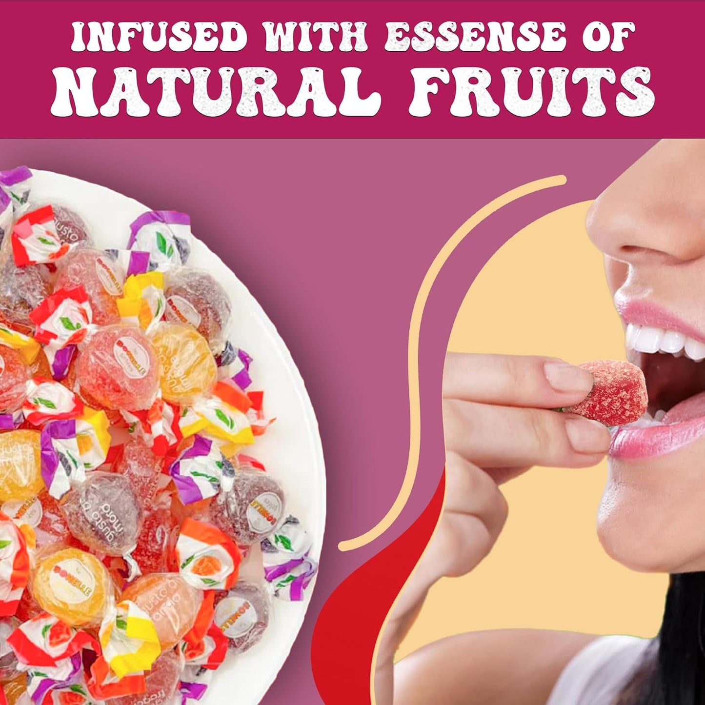 B0nelle Sugar-Free Italian Fruit Jelly Candy - 1 lb Assorted Individually Wrapped Jelly Fruit Candy - Delicious Mima's Summer Mega Sale Treats for Gifting & Sharing