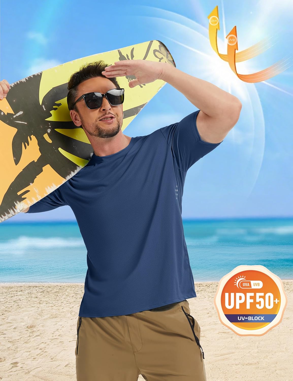 MAGCOMSEN Mens Rash Guard Short Sleeve UPF 50+ Sun UV Quick Dry Shirts Workout Swim Running Athletic T-Shirt