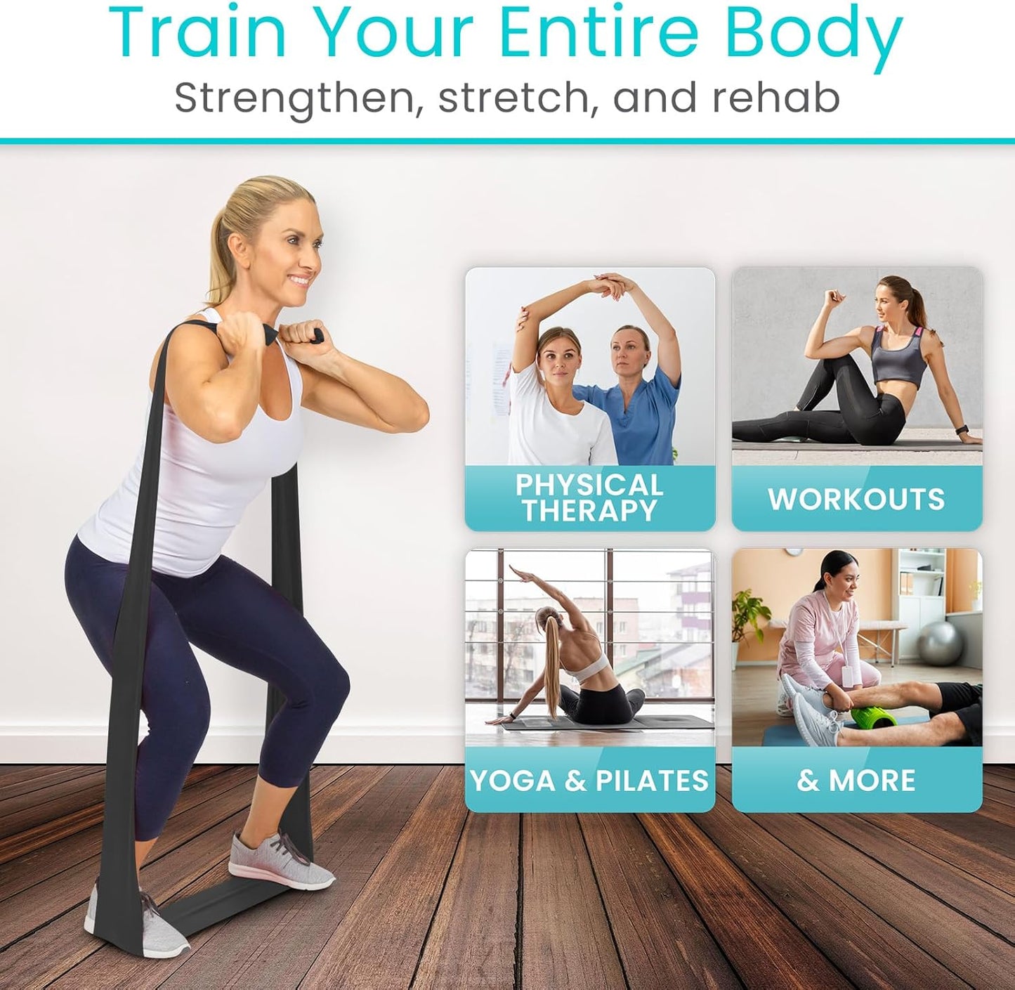 Vive Professional Resistance Bands - 25 Yard Non-Latex Roll for Physical Therapy, Lower and Upper Body Exercise Workout - Straight Elastic for Strength Training, Rehabilitation, Women, Men