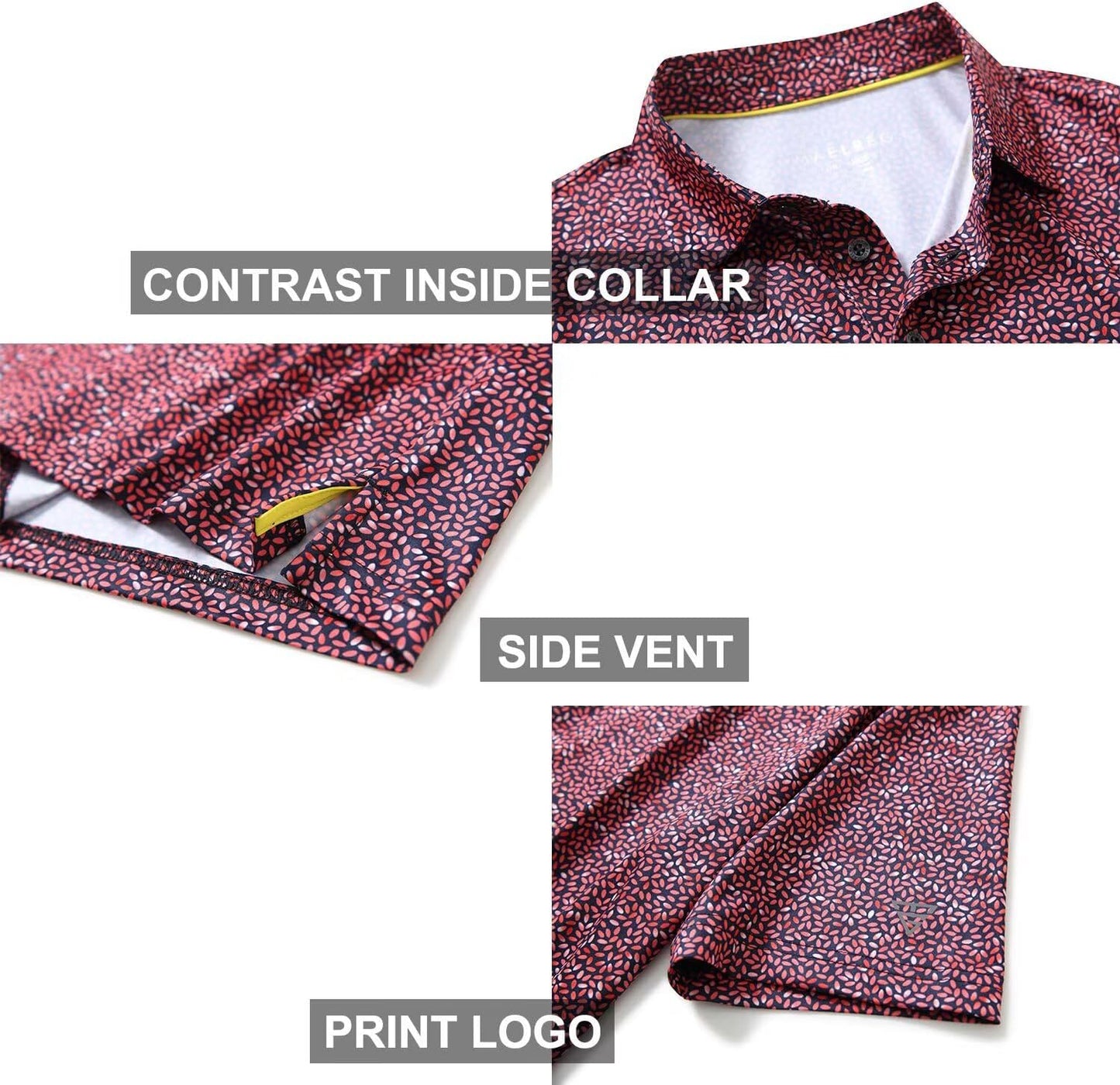 Men's Golf Polo Shirts Short Sleeve Striped Performance Moisture Wicking Dry Fit Golf Shirts for Men