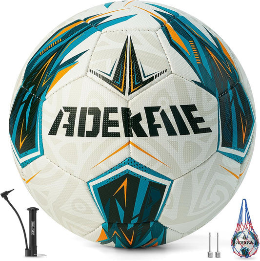 Soccer Ball Size 5 for All Age Recreational or Professional Outdoor Practice, PU Official Size&Weight, Size 5 Soccer Ball for Boys Youth Adults College Team, Ideal Gifts with Pump and Carry Net