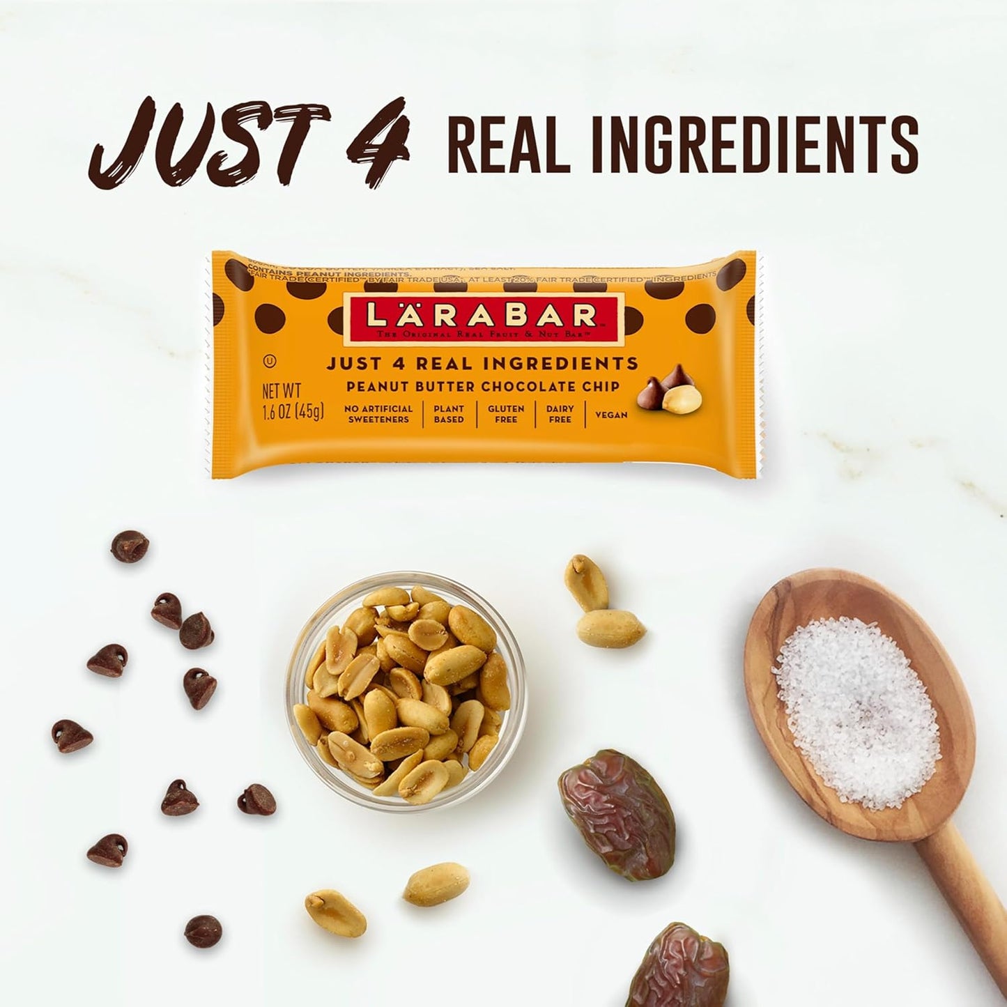 Larabar Peanut Butter Chocolate Chip, Fruit and Nut Bars, Gluten Free and Vegan, 9.6 oz, 6 Ct