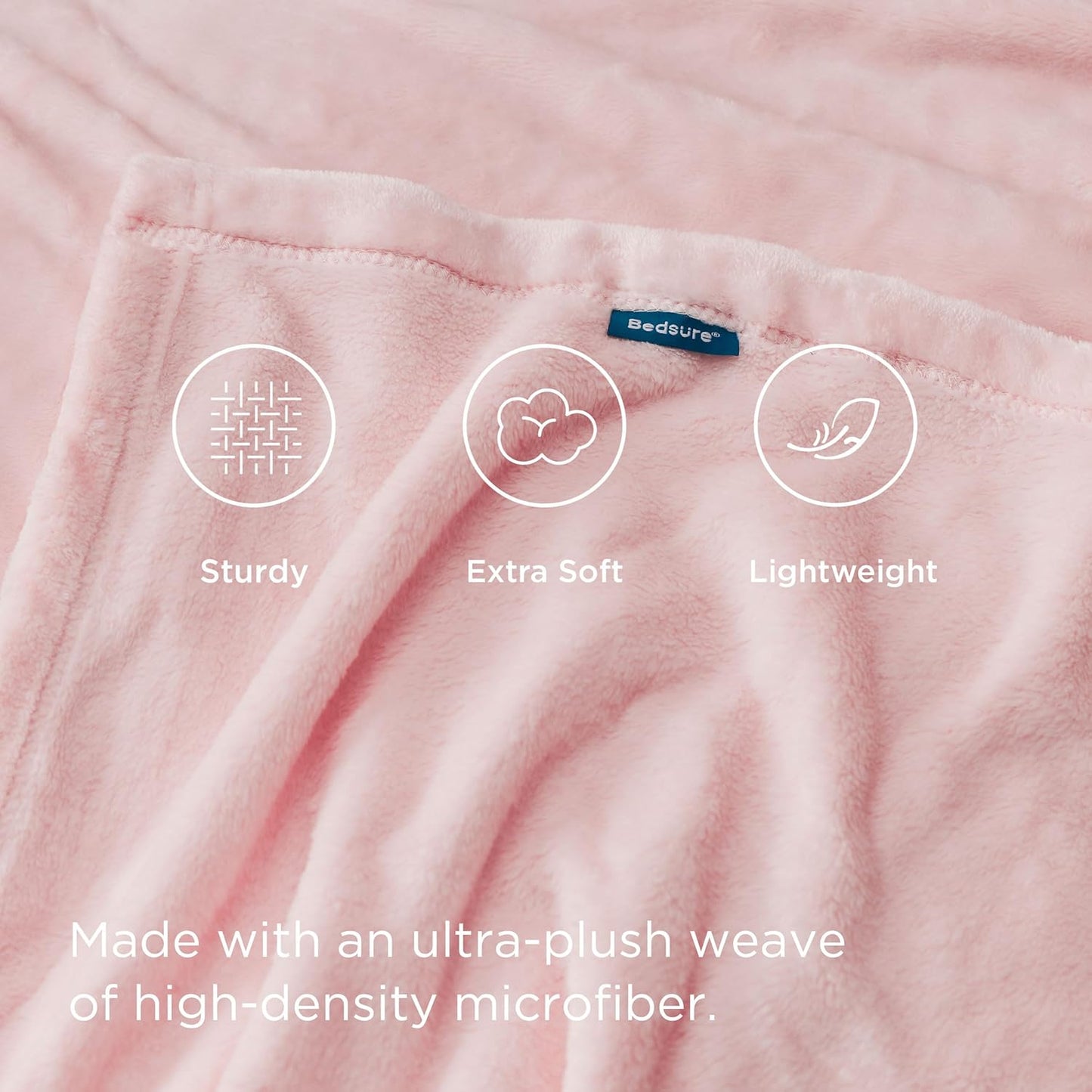 Bedsure Pink Fleece Throw Blanket for Couch - 300GSM Cozy Soft Blankets for Women, Cute Small Fleece Throws for Girls, Pink Home Decor Gifts, 50x60 Inches