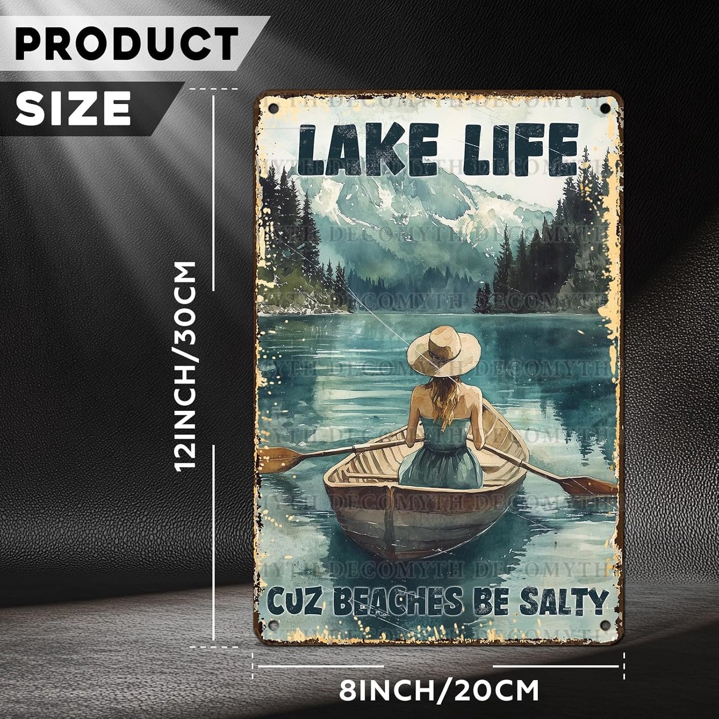 Vintage Lakehouse Tin Sign Lake Life Cuz Beaches Be Salty Retro Wall Decor Nostalgic Art Funny Metal Poster Indoor Store Cafe Toilet Kitchen Garden Plaque Bar Pubs Man cave 12 * 8inch