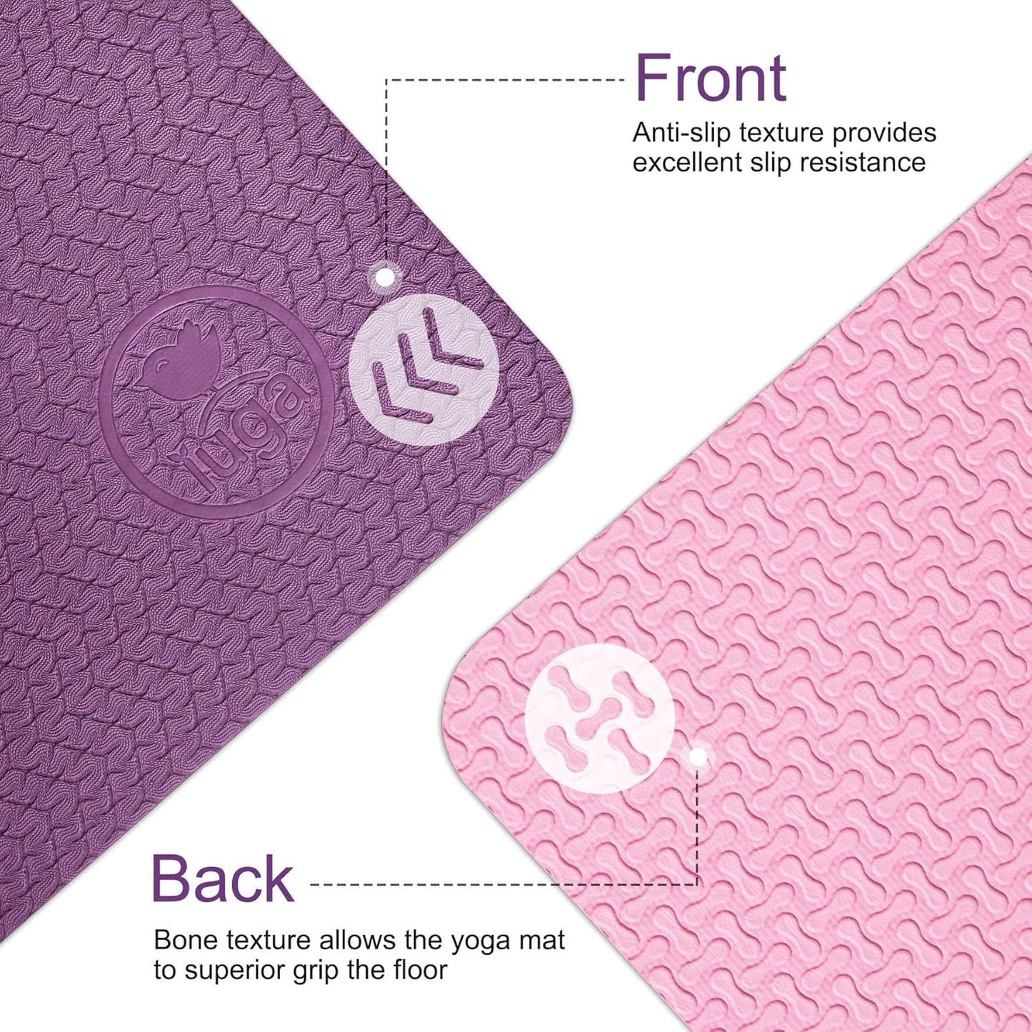 IUGA Yoga Mat Non Slip Anti-tear Pilates Mat Eco Friendly Hot Yoga Mats Thick for Workout & Exercise(72"x 24"x 6mm)