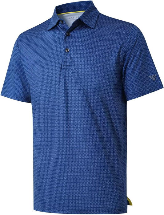 Men's Golf Polo Shirts Short Sleeve Striped Performance Moisture Wicking Dry Fit Golf Shirts for Men