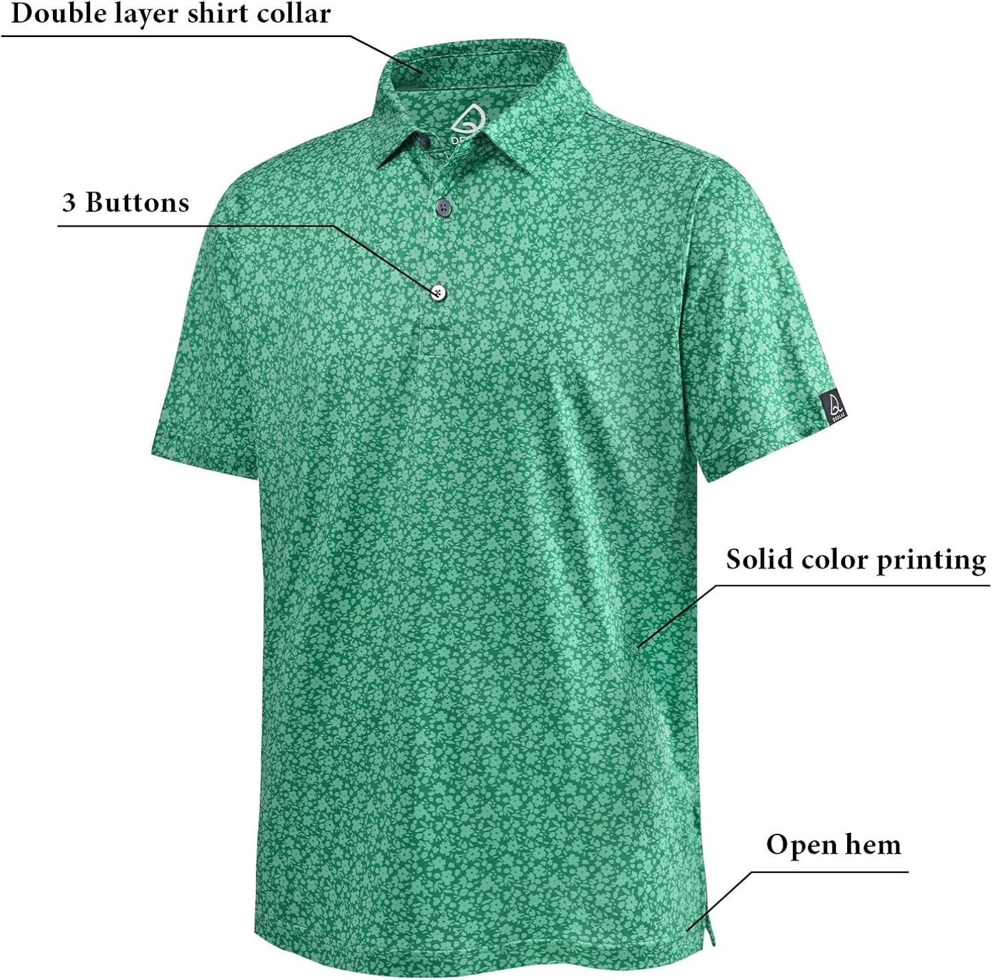 DEOLAX Mens Polo Shirts Fashion Print Mens Golf Shirt Dry Fit Mens Golf Polo Short Sleeve Quick Dry Funny Golf Shirt for Men