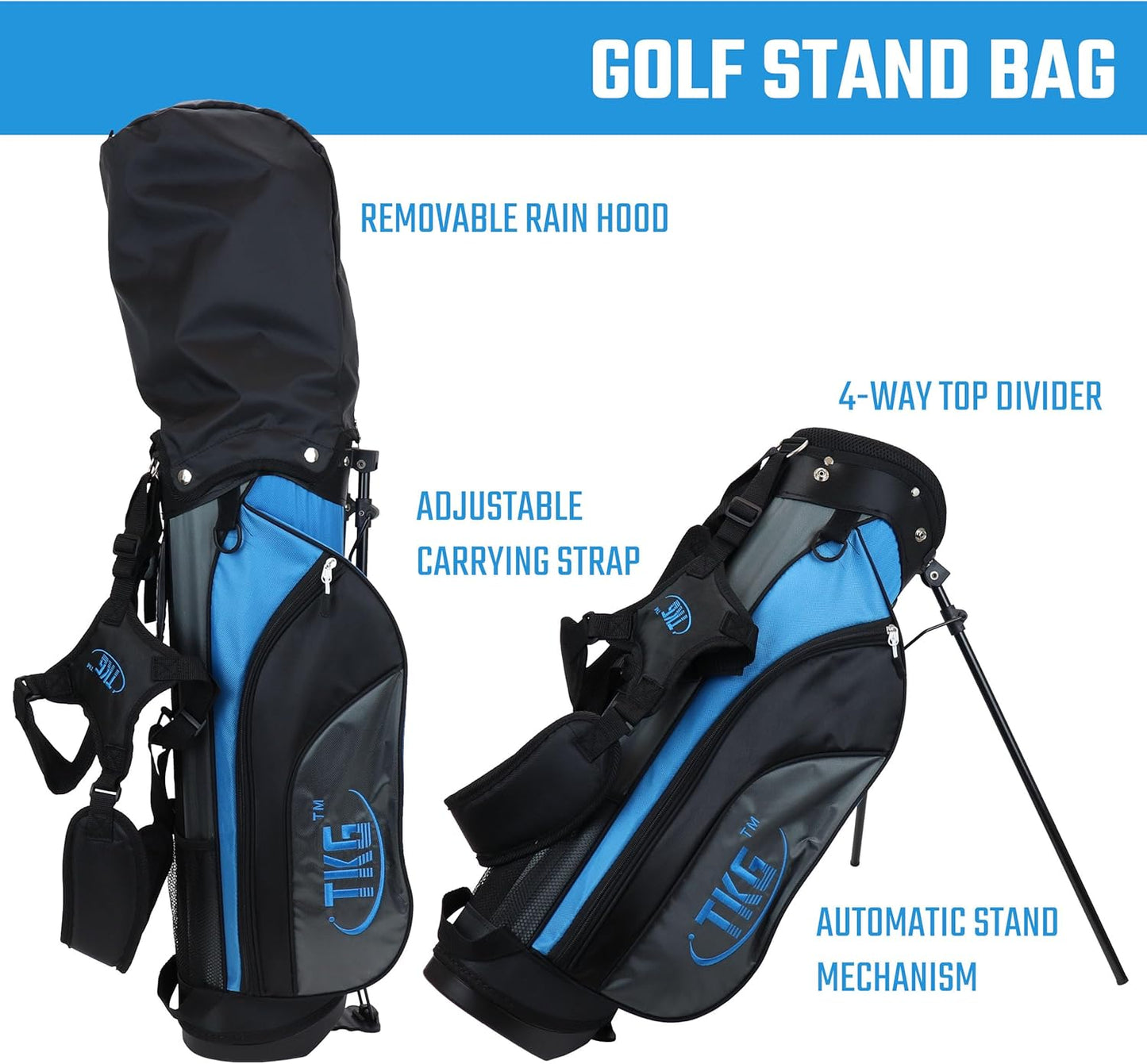 TKG Sports Youth Golf Set - Kids Golf Clubs, Stand Bag, Rain Cover, Glove, Towel, Tees, Balls - Great for Summer Camp Activity, Outdoor Games, and Recreation