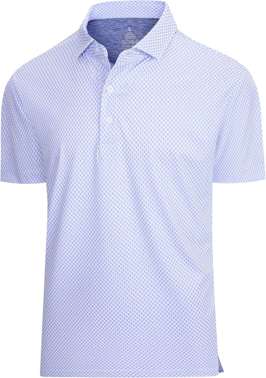 SAMERM Mens Golf Shirts Short Sleeve Dry Fit Performance Moisture Wicking Print Sport Polo Shirts for Men Casual