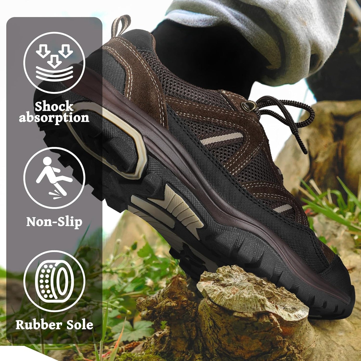 MIXIN Mens Hiking Shoes Lightweight Breathable Anti-Slip Low Top Trainers for Trekking Trailing Outdoor Camping Walking