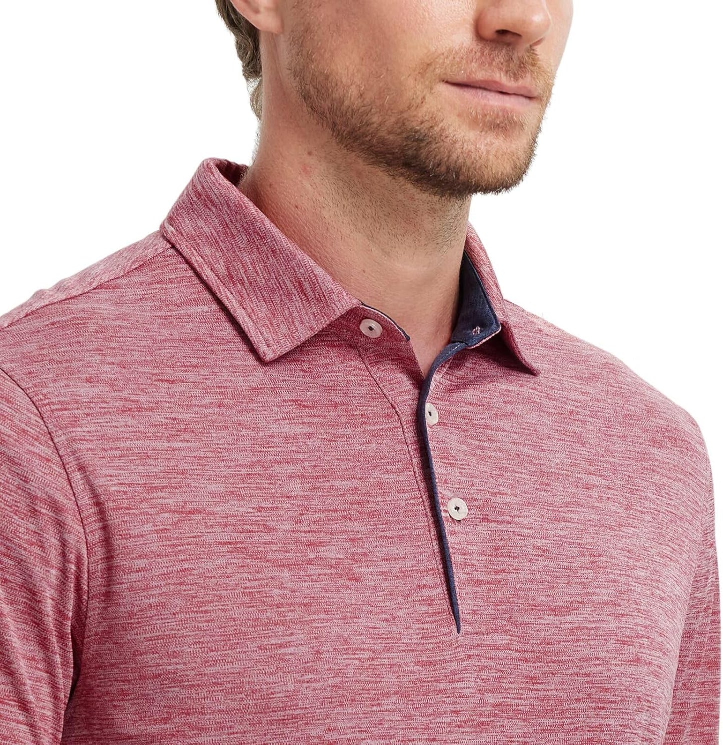 M MAELREG Golf Shirts for Men Short Sleeve Dry Fit Casual Striped Performance Moisture Wicking Collared Mens Polo Shirts