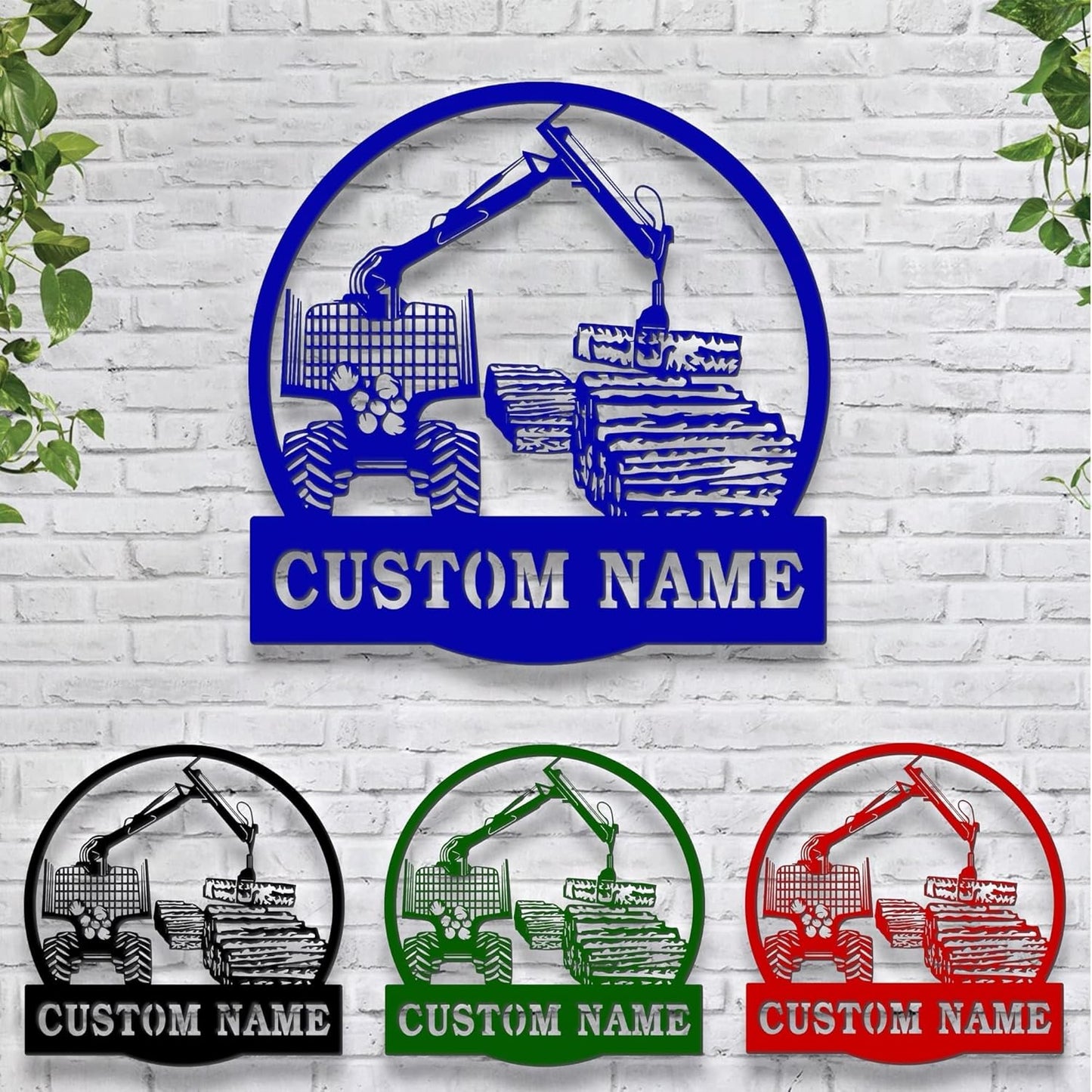 Personalized Logging Lumber Harvester Monogram Metal Sign Art LED Light, Custom Logging Lumber Metal Sign, Wall Art Hanging Home Decor Birthday Xmas Gift