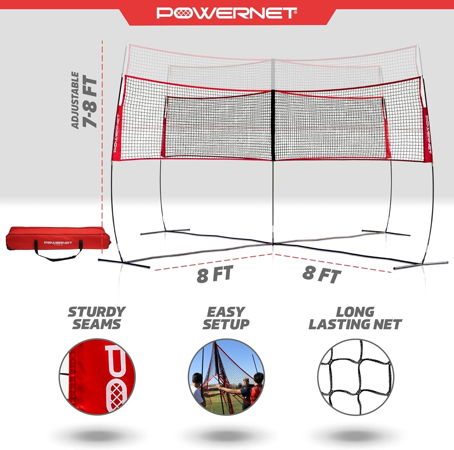PowerNet Four Square Volleyball Net, Fun New Game, Play at The Park or Beach, 2 Versions