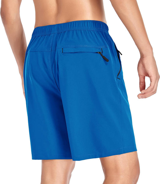 Men's Gym Shorts Sports Quick Dry Workout Running or Casual Training Short with Zipper Pockets