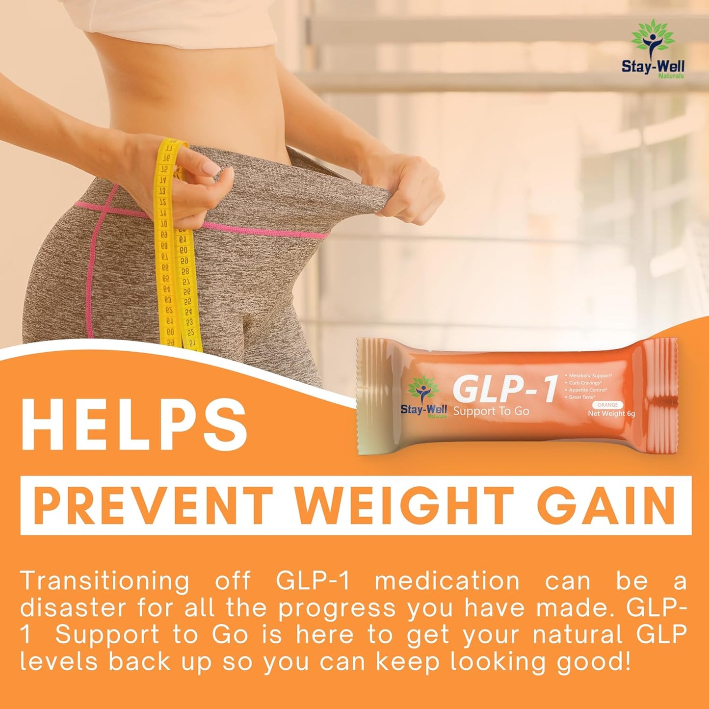 GLP-1 Supplement | Natural GLP-1 Production | GLP 1 Booster Drink Mix to Control Appetite and Cravings | Great Tasting Metabolic Support - Yerba Mate, Garcinia Cambogia, Berberine [Orange]