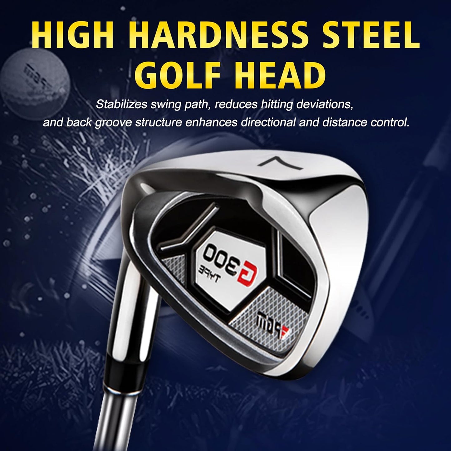 PGM Men's G Type Complete Golf Club Set - Titanium #1 Driver, Draw-Biased Hybrid, High-Strength Iron Set, High Forgiveness Putter, with Stand Bag