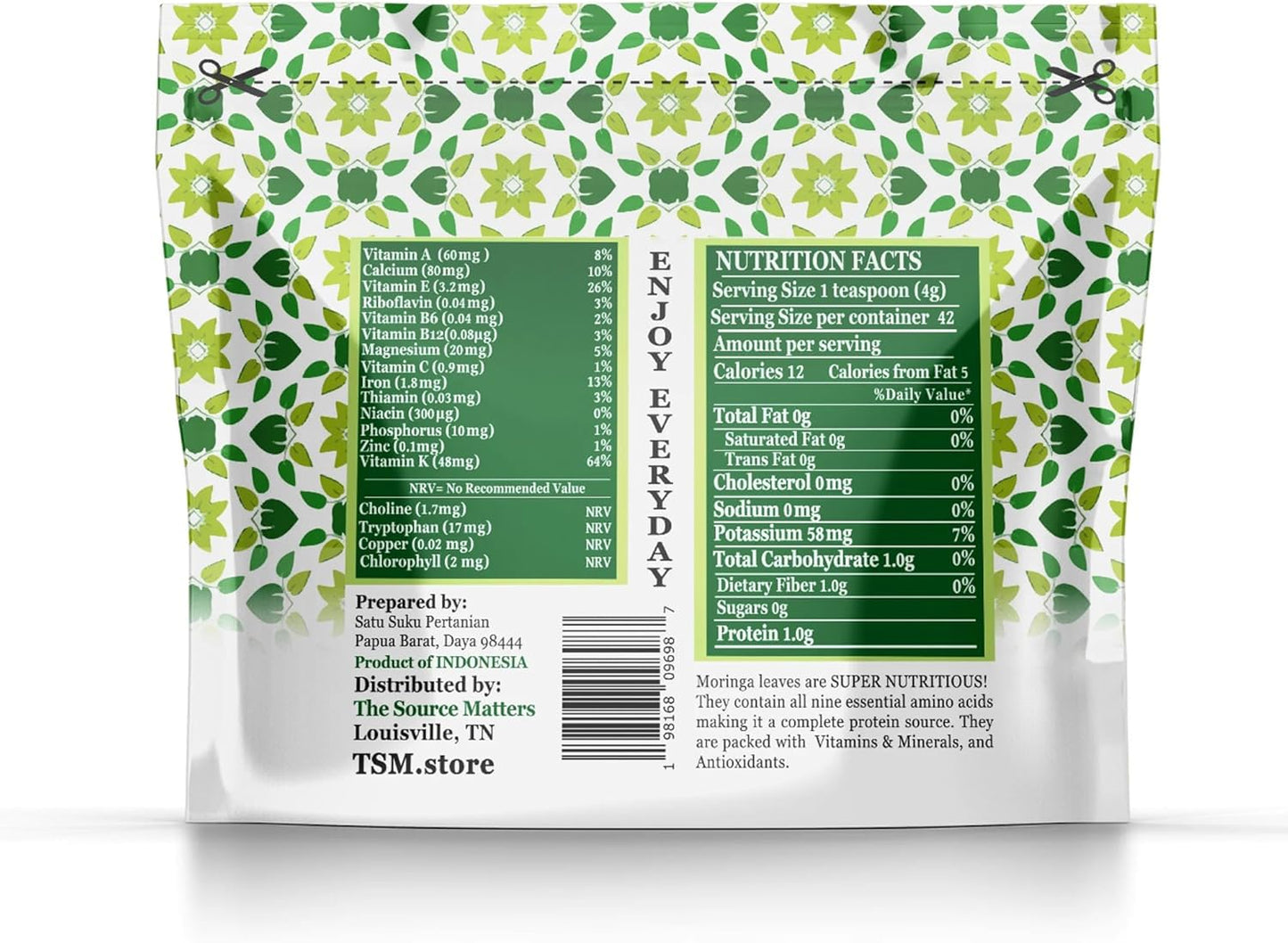 Superfood Moringa Powder – Fresh Dried Organic Moringa Leaf from Indonesia – Nutritious Greens & Complete Plant Protein – Certified USDA Organic – 170g Pouch, 42 Servings (10 Pack)