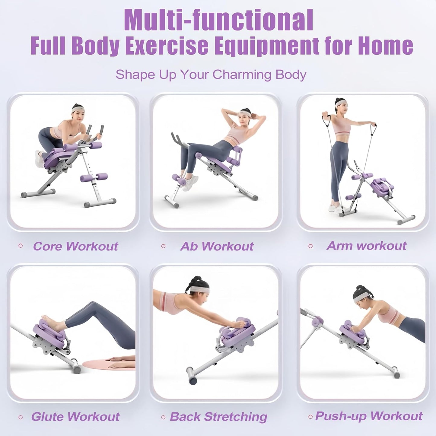 EPHESPORT Multifunctional Ab Machine, Adjustable Ab Workout Equipment, Ab ＆ Sit Up Machine for Stomach Workout, Foldable Abdominal Trainer With Knee and Back Protection, Full Body Workout for Home Gym