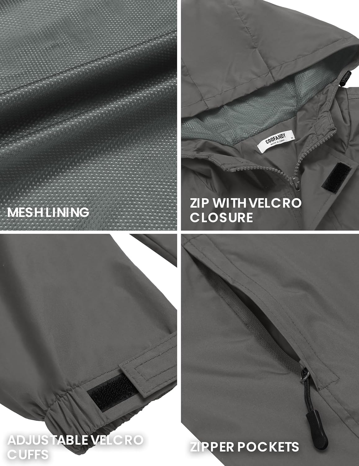 COOFANDY Men's Rain Jacket Waterproof With Hood Lightweight Packable Shell Raincoat Windbreaker For Cycling Golf Travel