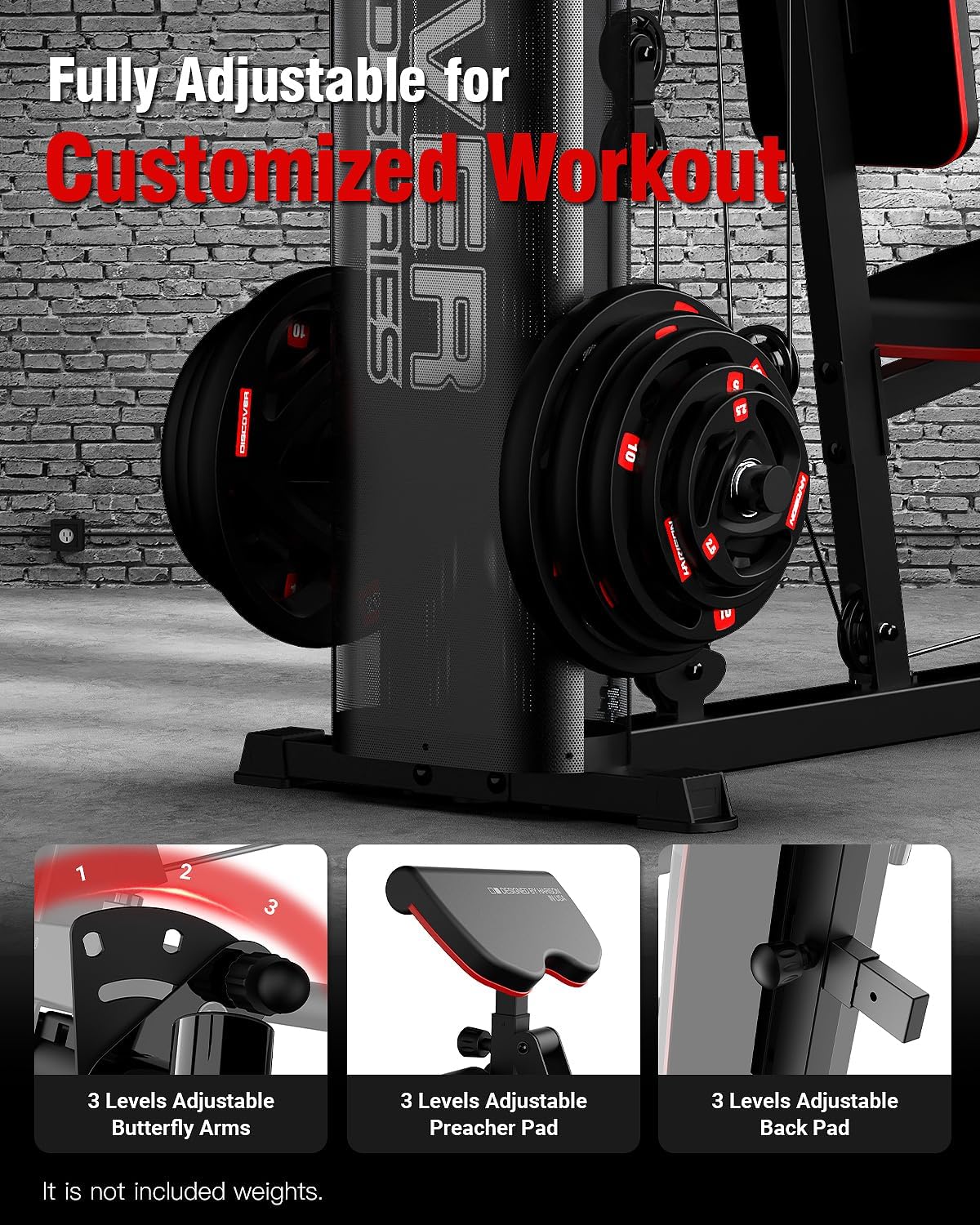 HARISON Home Gym - Full Body Workout Equipment, Exercise Equipment, Fitness Equipment, Multifunctional Home Gym Equipment for Home with Pulley System, Weight Bench, Rowing Machine