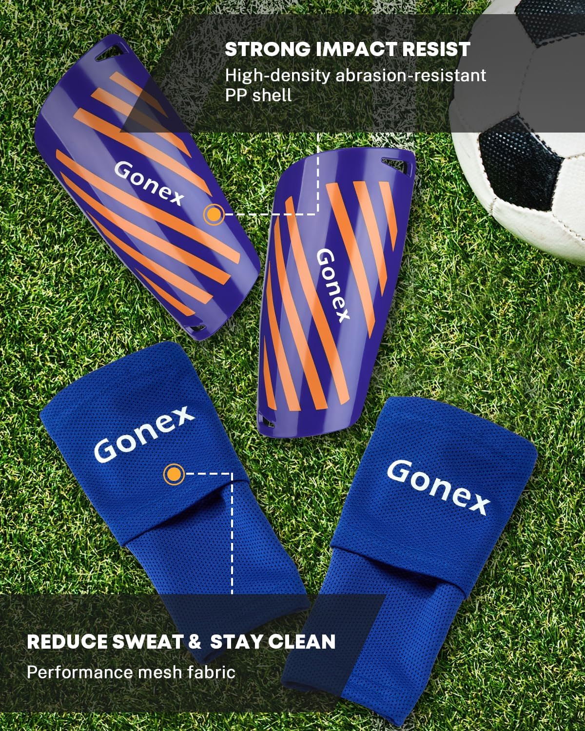 Gonex Soccer Shin Guards for Kids Adult, Youth Boys Girls Shin Guards Slip in Soccer Shin Pad Sleeves Canilleras for Football Games, EVA Cushion Protection Reduce Shocks & Injuries