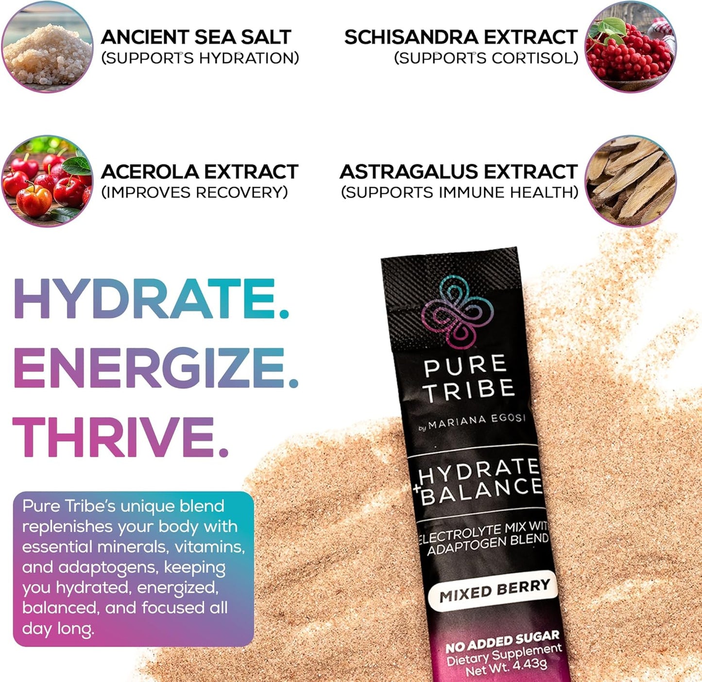 Electrolytes Powder Packets - Sugar Free Hydration Powder Drink Mix Loaded with 6 B Vitamins & Minerals - Energy Drink for Muscle and Mood Support - Mixed Berry Flavor - 30 Servings